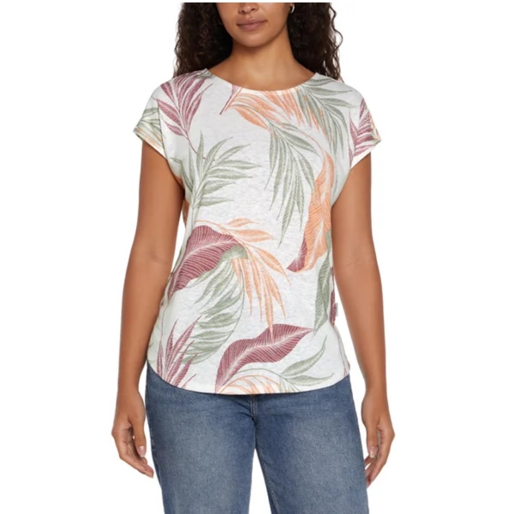 22 Orvis Women's Leaf Print Blouse - Green and Orange